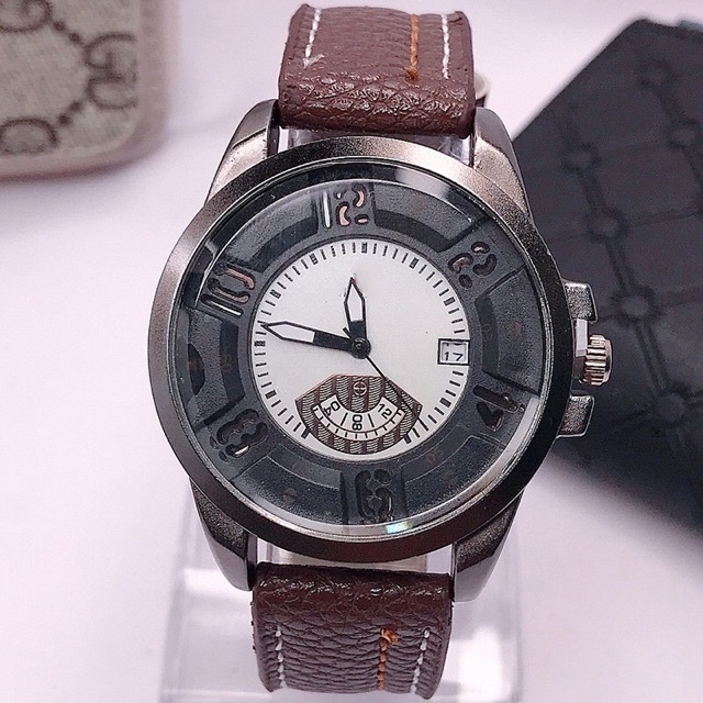 JAM TANGAN PRIA KULIT ADA TANGGAL KALENDER CASUAL  FASHION KOREA FASHION WATCH PRIA M33