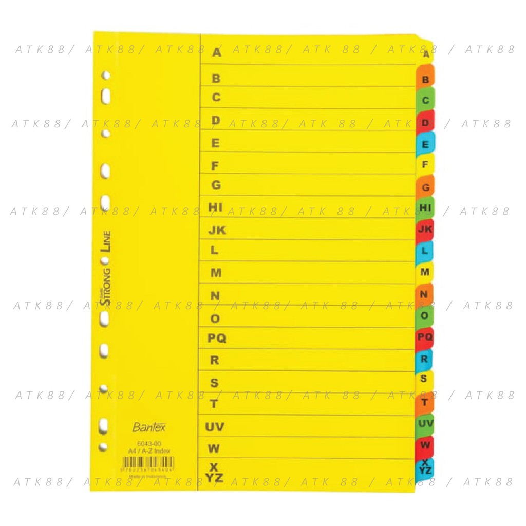 

Bantex Cardboard Divider & Indexes A4 A-Z (20 Pages) #6043