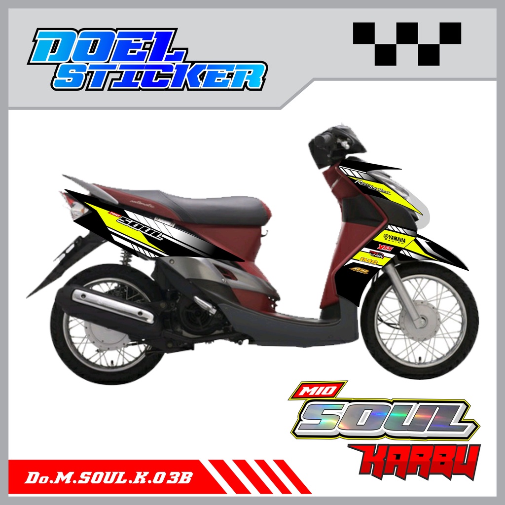 STICKER STRIPING MIO SOUL KARBU - STICKER STRIPING LIST VARIASI HOLOGRAM , CROME YAMAHA MIO SOUL KARBU DOEL 03B