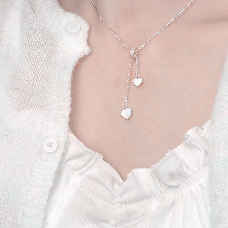 Kalung Rantai Klavikula Desain Hati Untuk Wanita