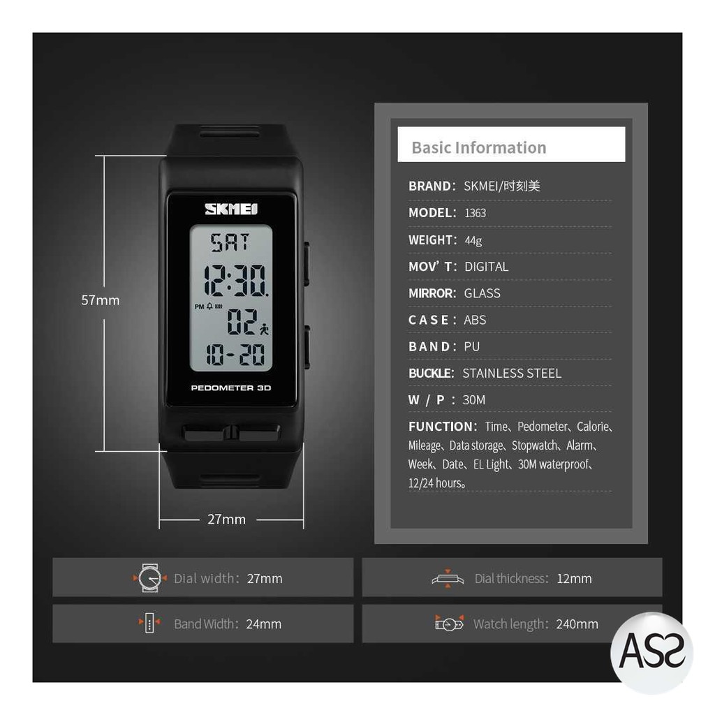 ASS Shop - SKMEI Jam Tangan Digital Sport Pedometer Kalori - 1363