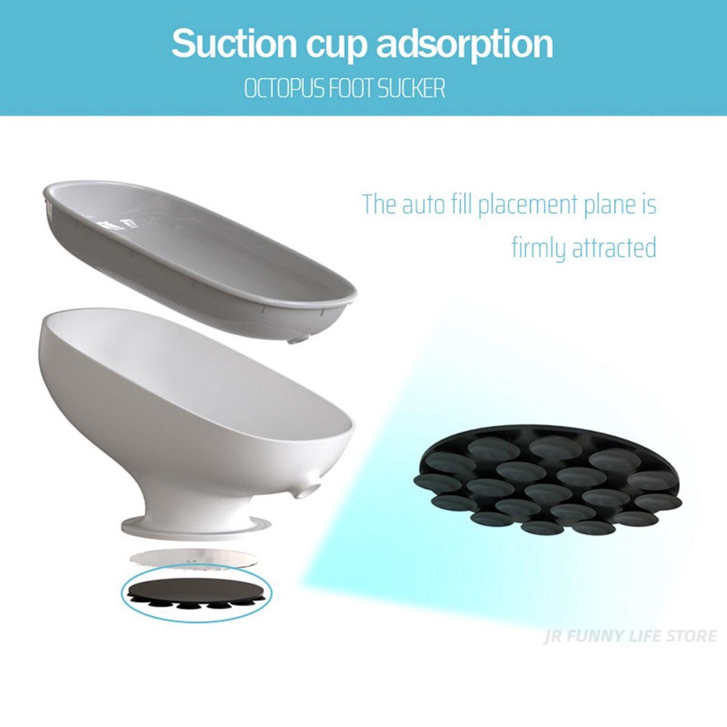 [Elegan] Sabun Cuci Piring Kamar Mandi Toilet Suction Cup Free Standing Shower Self-draining Soap Box