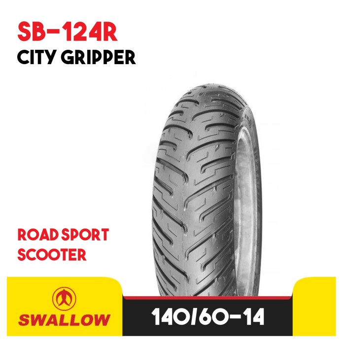 Ban Motor Swallow SB-124R City Gripper Ukuran 140/60 Ring 14 Tubeless Medium Compound