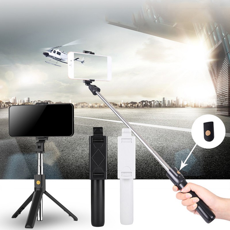 Tongsis Bluetooth Tripod Remote Selfie Stick Tripod Integrated
