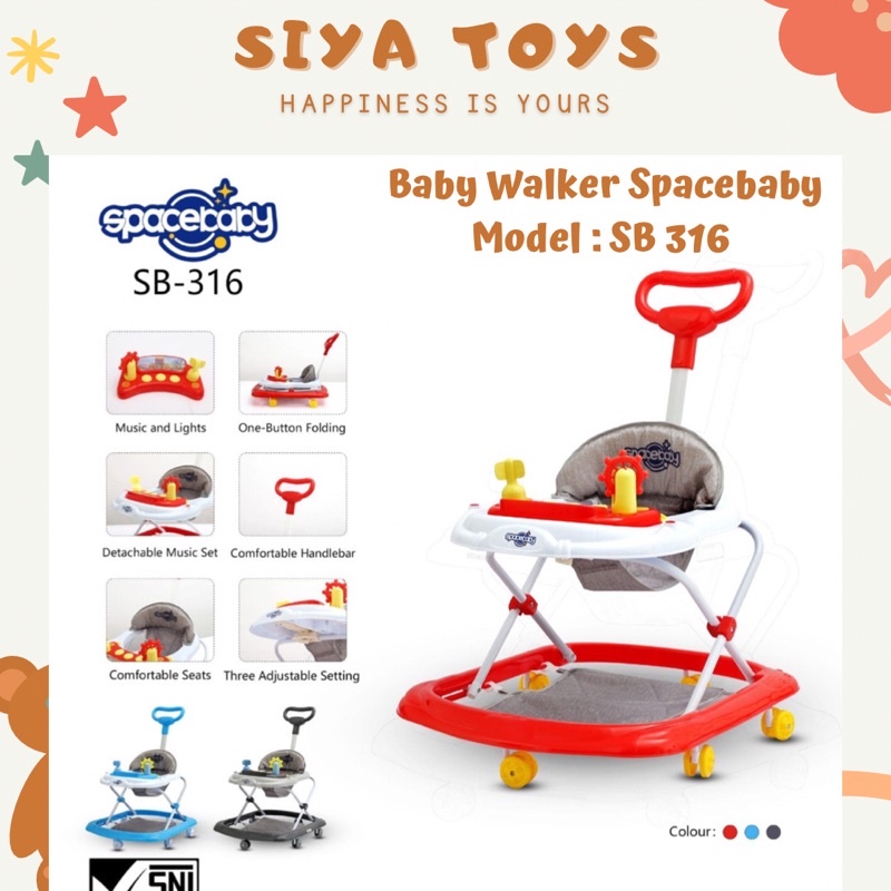 SIYA ✨ FREE KARDUS &amp; BUBBLEWRAP Baby Walker Apolo Spacebaby SB 316 315 701 711 alat bantu belajar berjalan bayi