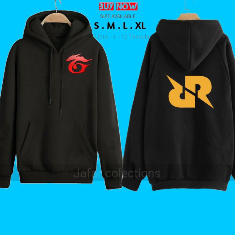 Jaket Free fire RRQ anak laki laki/Hoodie anak free fire rrq/Hoodie freefire rrq gaming