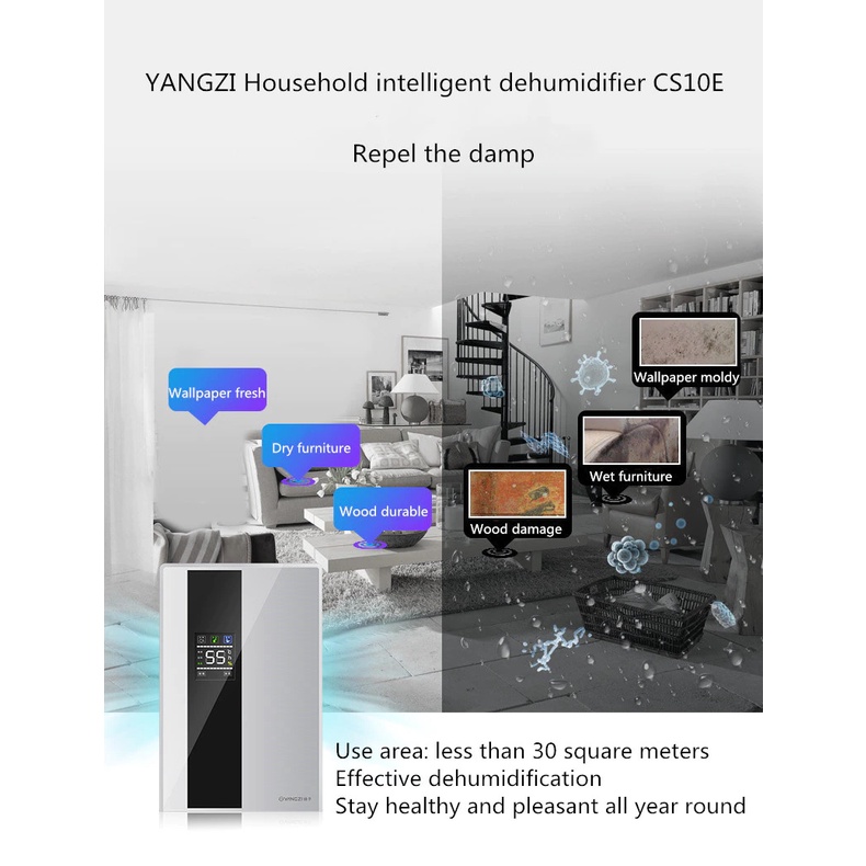 2,2 liter dehumidifier  pengering udara layar LCD layar besar, dengan filter hepa, gener YANGZI CS-10E