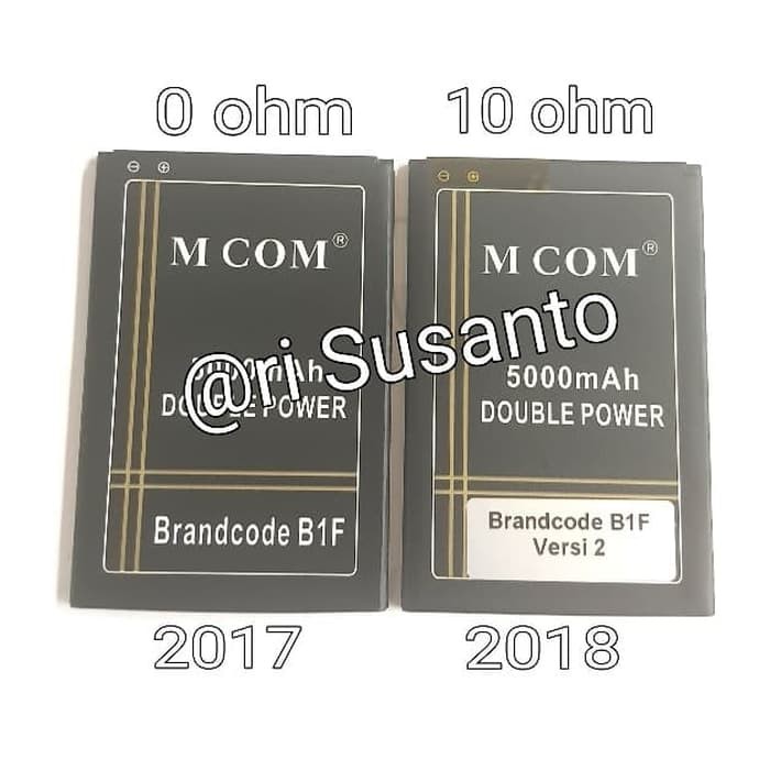 Battery Batre Baterai Double Power Mcom Brancode Brandcode B1F Versi 2 - 2018 - 10 ohm