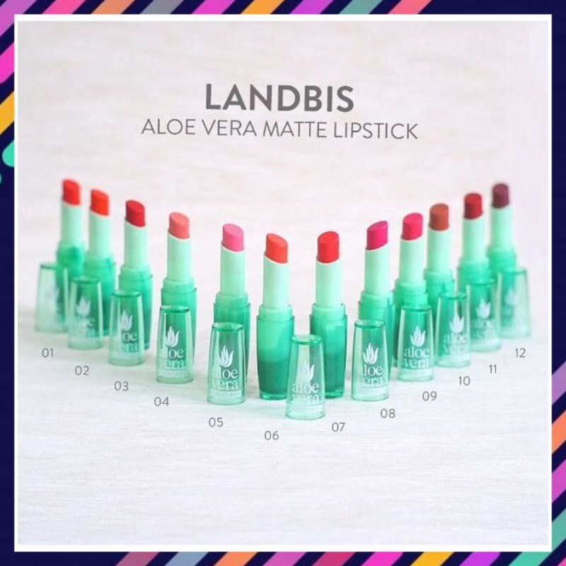 Lipstik Waterproof Tahan Lama Listip Liftik Pelembab Bibir Landbis Aloevera Lipstick BPOM Original
