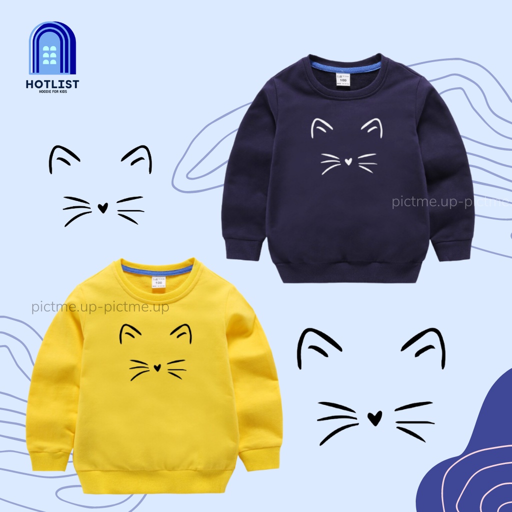 Hodie Switer Jaket  Anak Perempuan cewek 4 Tahun Motif Karakter Kucing Branded Unisex Cowok Cewe Per