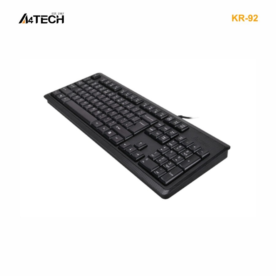 Keyboard a4tech wired usb 2.0 comfort silent membrane 104 keys round edge for pc laptop office gaming kr-92 kr92