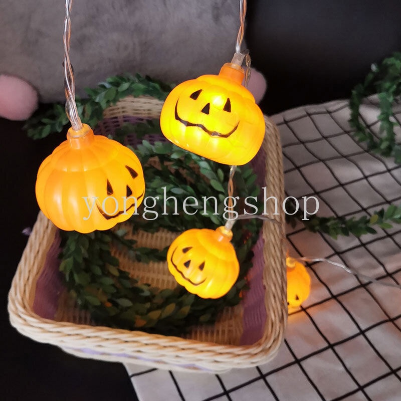 Lampu String Led 1.5 / 3m Tenaga Baterai Bentuk Labu Halloween Untuk Dekorasi Pesta