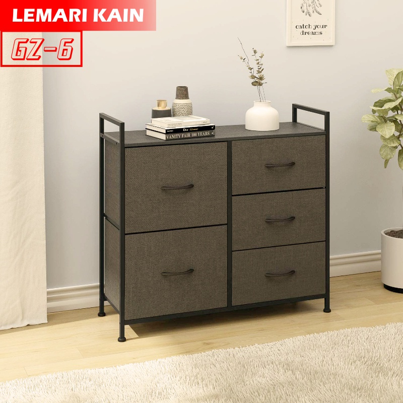 Lemari Kain Linen 5 Laci Penyimpanan Kabinet Serbaguna - FHS88