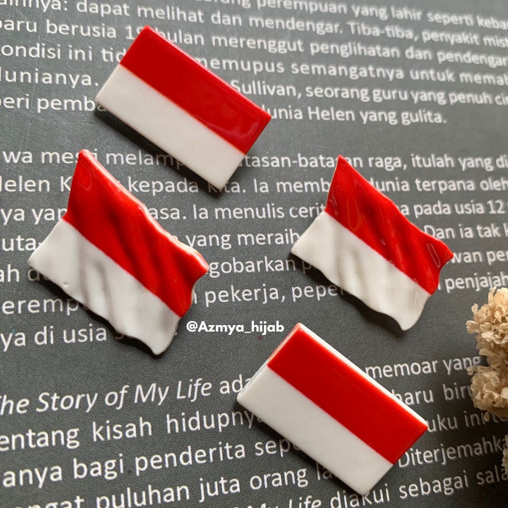 CLAY BENDERA MERAH PUTIH - PIN / BROS BENDERA MERAH PUTIH (CLAY) PENITI BENDERA - PIN BENDERA SERAGAM JAS