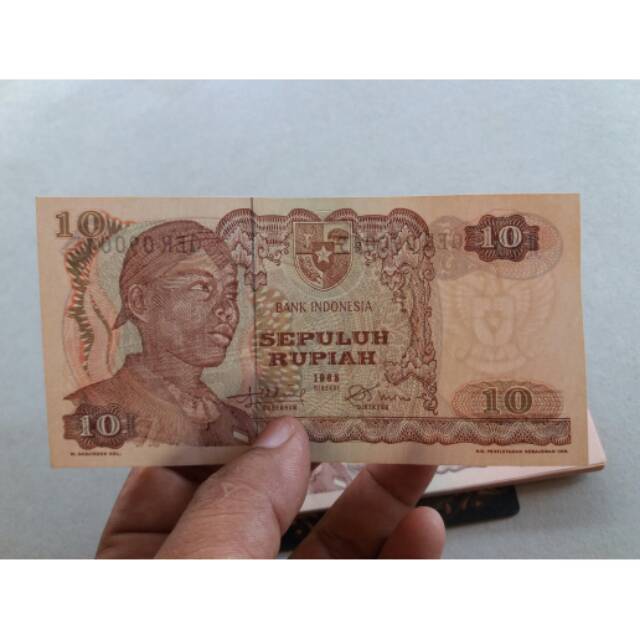 Uang kuno kertas 10 rupiah Sudirman tahun 1968