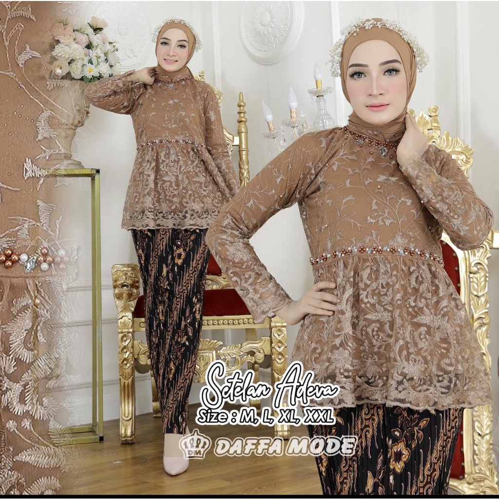 Setelan Kebaya Adela / Kebaya Modern / Kebaya Wisuda / Kebaya Brukat / Kebaya Lamaran / Baju Kebaya Modern /Kebaya Kondangan / Kebaya Wisuda Modern / Kebaya Payet Mewah