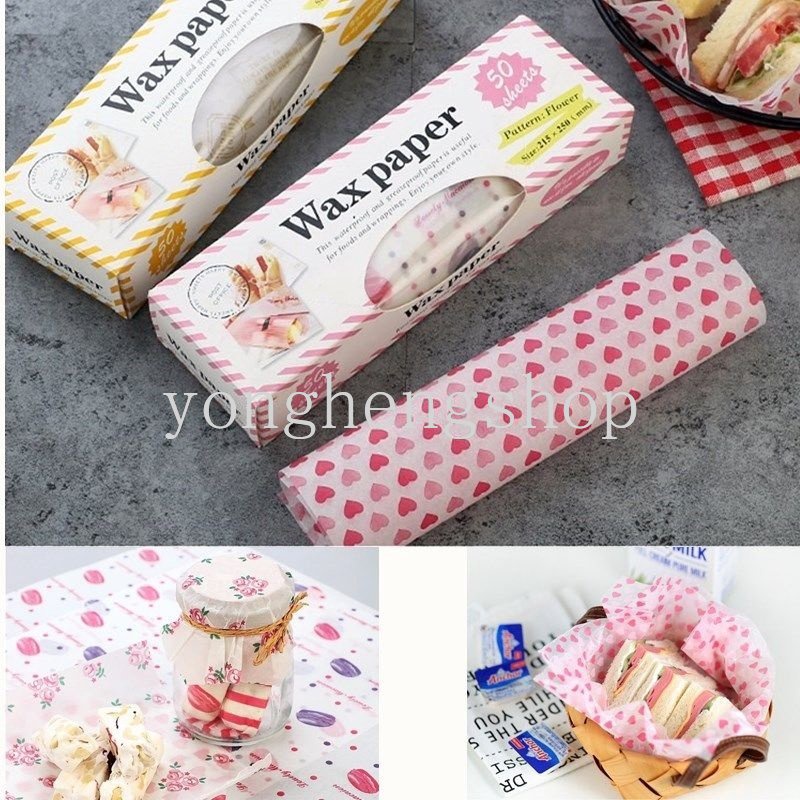 10 / 50 Pcs Kertas Pembungkus Makanan Roti Sandwich Burger Kue Dessert Tahan Minyak