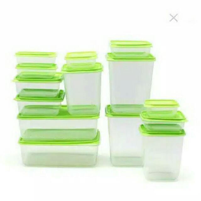 Calista Otaru Bening Isi 14 Pcs (7 Set) / Toples Plastik / Tempat Makanan / Container / Warna Hijau