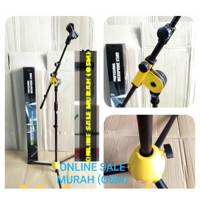 Standing ORIGINAL crimson stand mic kaki tiga holder microphone lantai tinggi mik penyangga mic universal mikrophone tiang pegangan tripod bahan besi asli  Bisa semua jenis MIC Tinggi tiang max : 130-170 cm bisa diatur tingginya bahan BESI  Adjustable Mic