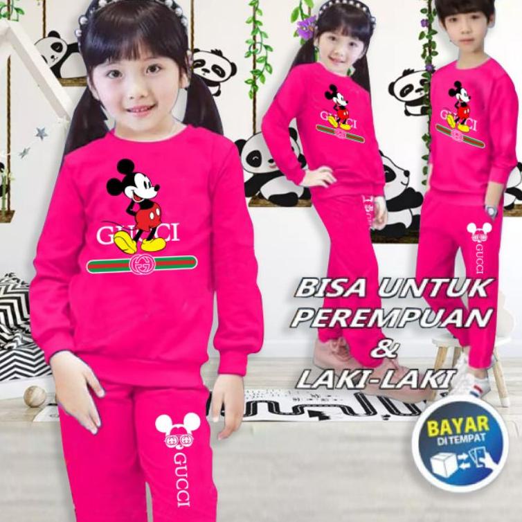 [Art. 7770] setelan anak new GUCCI MICKEY || setelan training anak || setelan olahraga anak cewek co