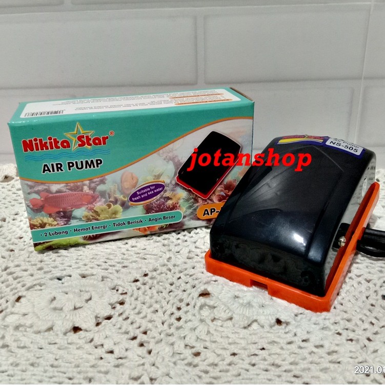 NIKITA STAR AP505 AP 505 Mesin Aerator Pompa Udara 2 Lubang lobang Aquarium Aquascape air pump