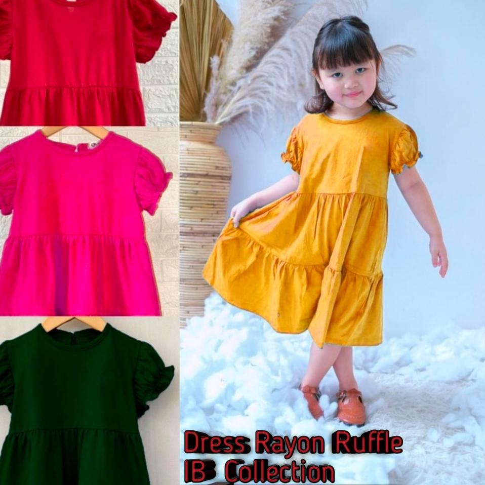 "MGA.01Jl22ѕ" Baju bali Dress anak LENGAN KERUT rayon polos | daster anak | Baju anak