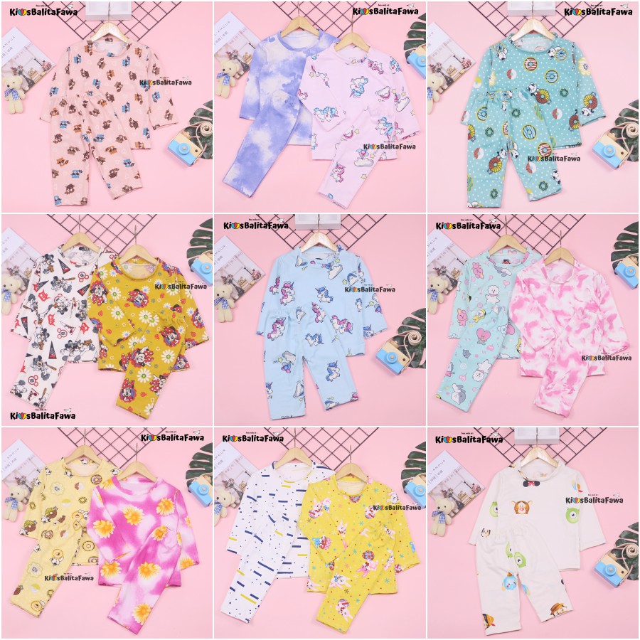 Pajamas Sunday uk Bayi - 10 Tahun / Setelan Anak Perempuan Branded Karakter Piyama IMPORT Baju Tidur