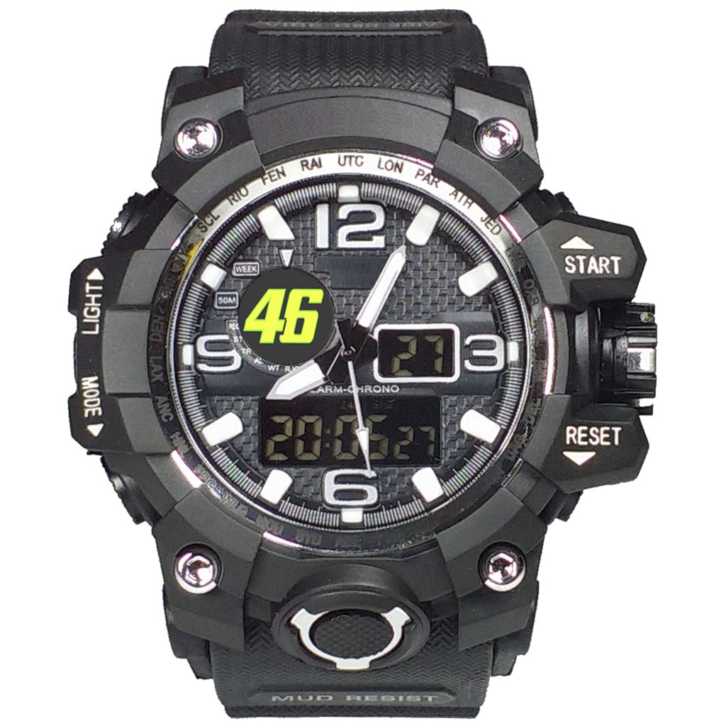 (Istimewa Bossque) Jam VALENTINO ROSSI 46 DT List Putih (Exclusive)