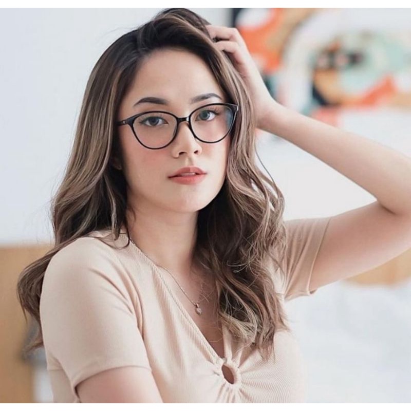 Flavia Eyewear - Kacamata Catherine Cat Eye Plastic (custom minus, photochromic, blueray)