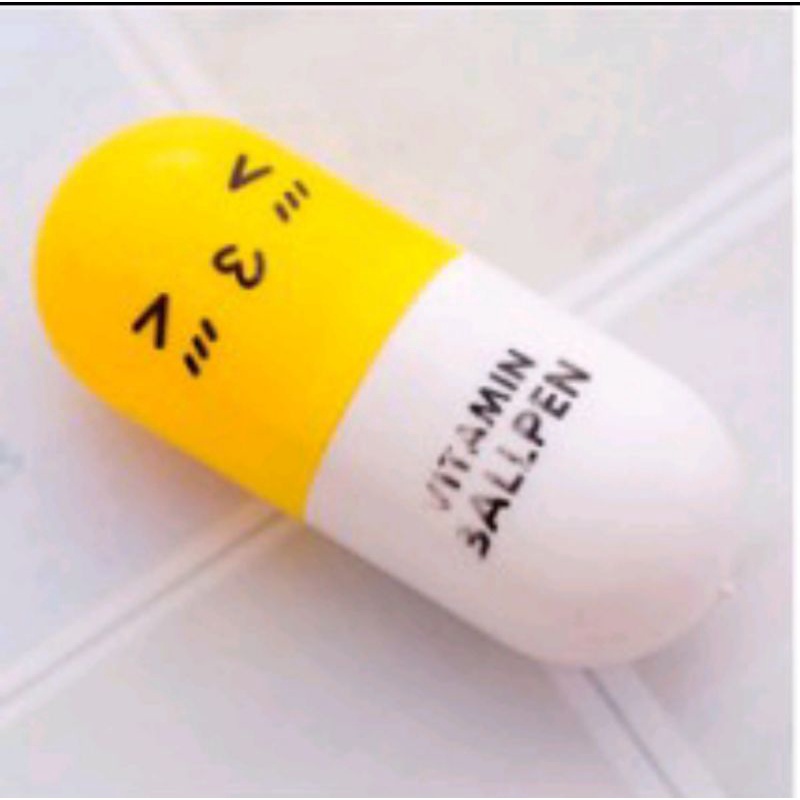 PULPEN KAPSUL VITAMIN PENA UNIK BALLPOINT EMOTICON OBAT LUCU-VIT BALLPEN KUNING