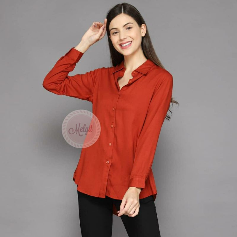 KEMEJA POLOS WANITA BAHAN RAYON PREMIUM