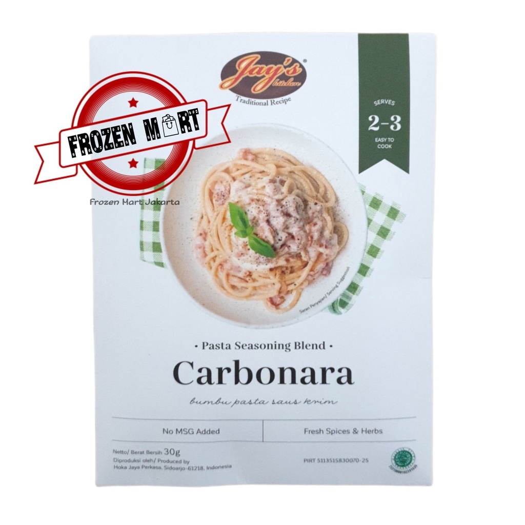 

Jay's Carbonara Pasta Seasoning Blend / Bumbu Pasta Saus Krim 30Gr