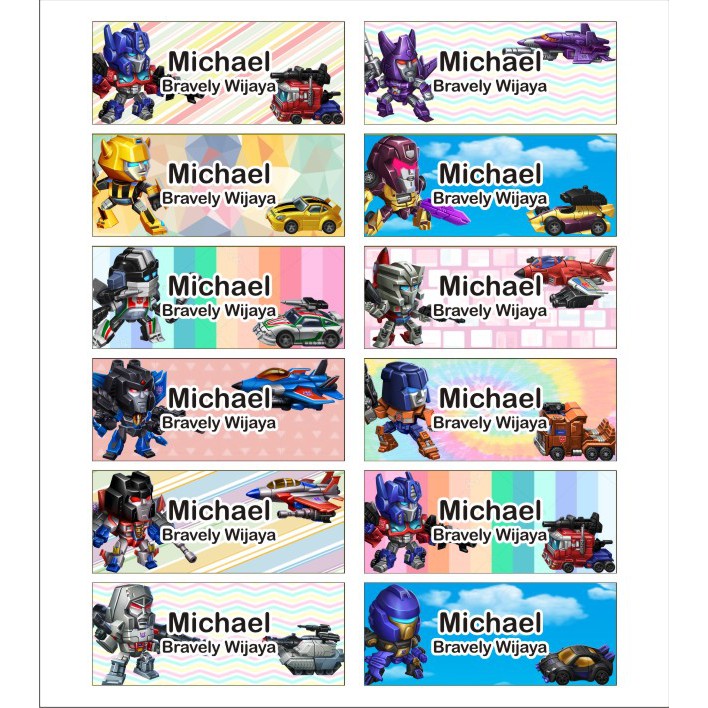 

TRANSFORMERS - stiker label nama anak
