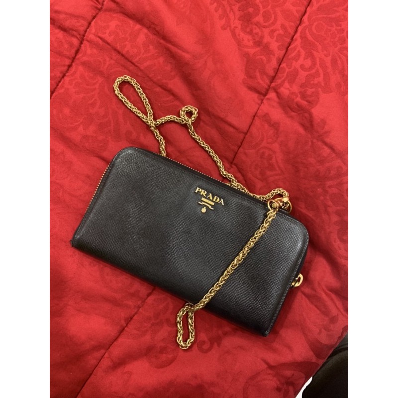 AUTHENTIC prada preloved wallet WOC black tas hitam