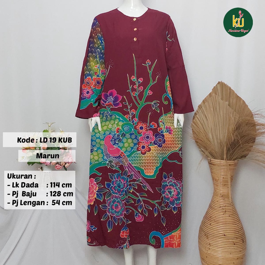 COD LD 20 KUB | DASTER PANJANG KENCANA UNGU ASLI LABEL BIRU | LongDress Wanita Lengan Panjang Busui ini-Marun D