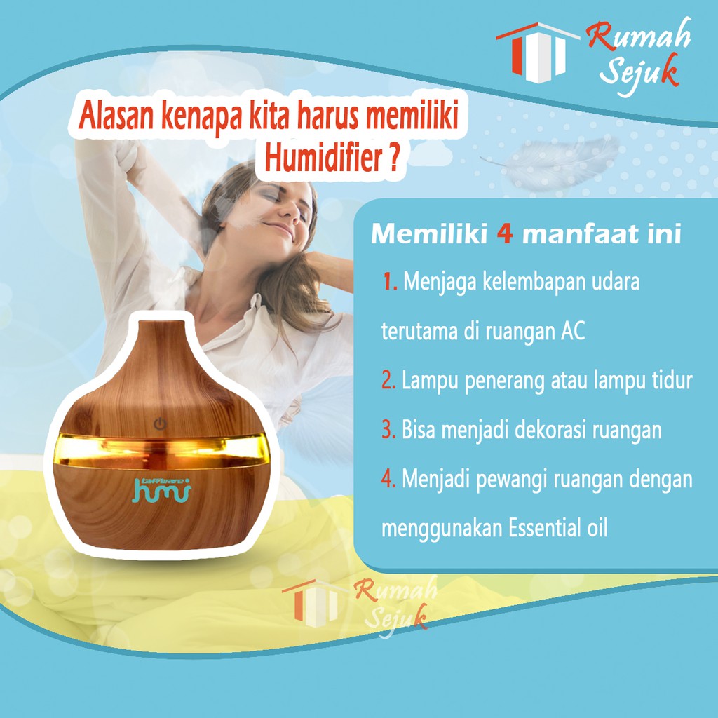 RS - Air Humidifier Diffuser Aromaterapi Alat Pengharum Ruangan Difuser Disfuser Unik Lucu RS-H1 Humdifier Purifier Difusser Defuser Humidifer Humadifier Humudifier Dispuser Humifider Portable Mobil Car Uap Hiasan Kamar Lampu LED Free Gratis Oil