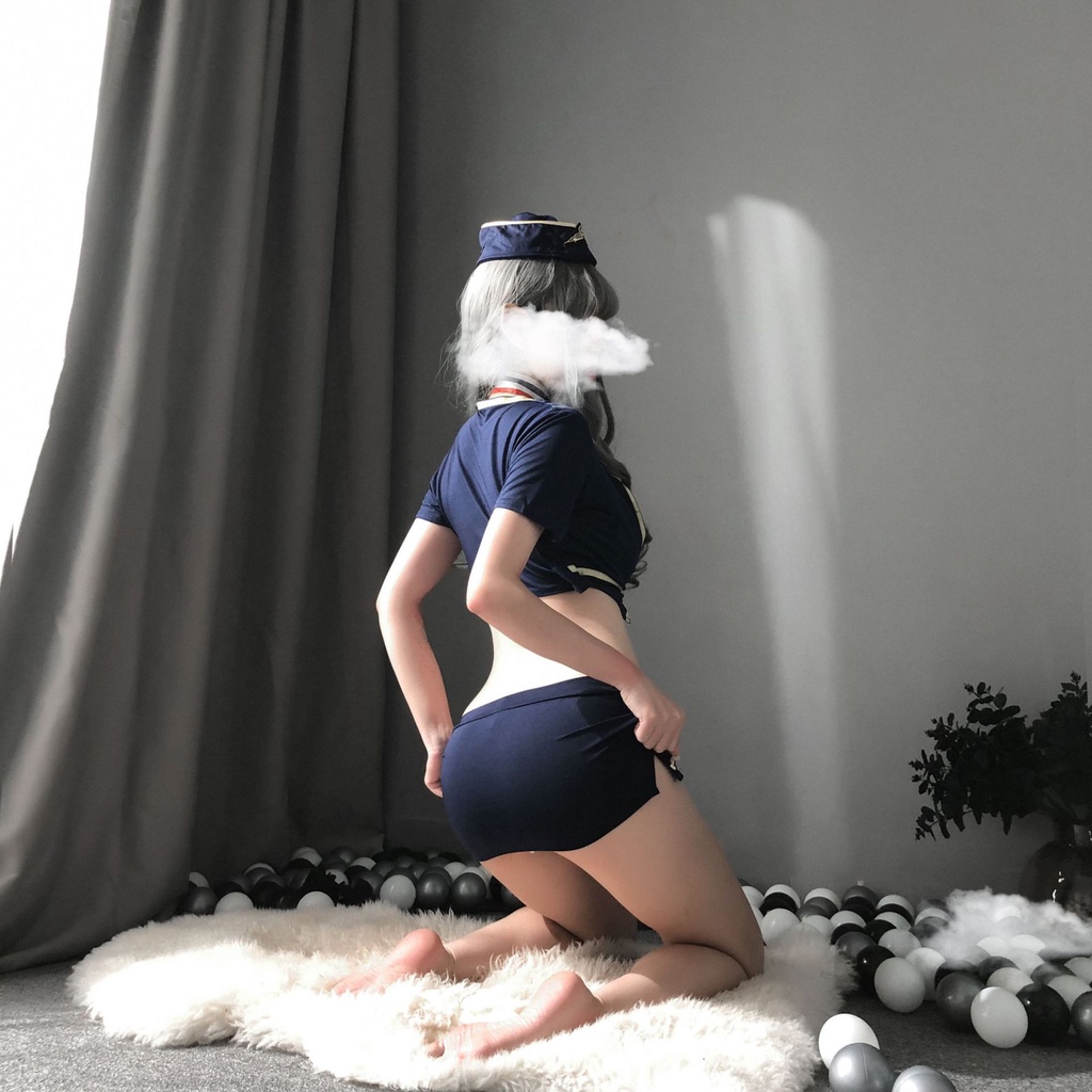 (COD) Lingerie Wanita Set Sexy Cosplay Seragam siswa Pramugari Pakaian dalam Cosplay A368