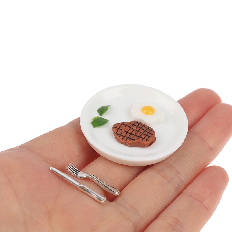 1 Set Mainan Miniatur Steak Wine Skala 1: 12 Untuk Dekorasi Dapur Rumah Boneka