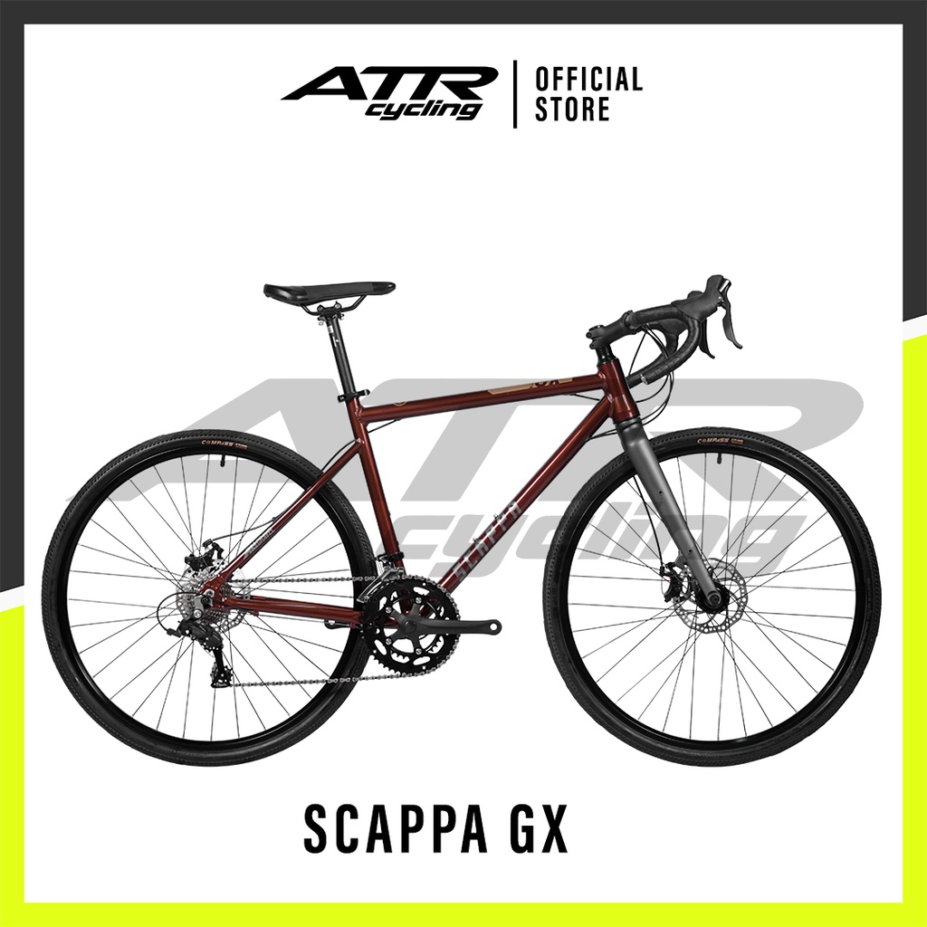 NEW GRAVEL BIKE GENIO SCAPPA GX 700C ( Alloy ) 2 X 9 Speed - Brown (M)