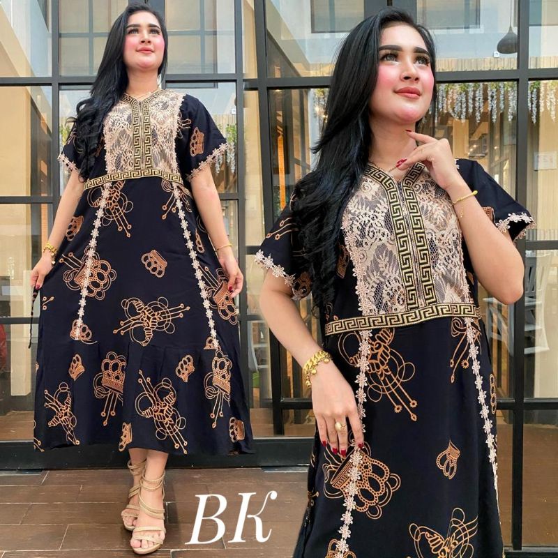 DASTER ARAB RENDA MOTIF BAMBU/DASTER BORKAT/DASTER RENDA REMPEL-Hitam mahkota