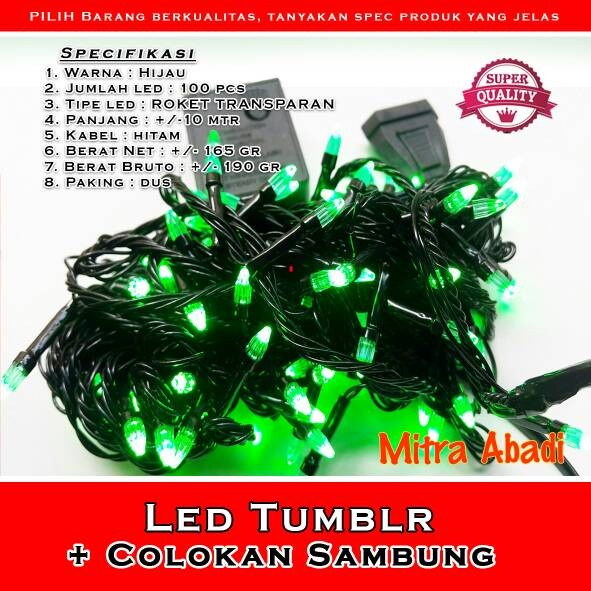 Lampu Natal Kabel Hitam 100 LED 10 Meter + Colokan Sambung