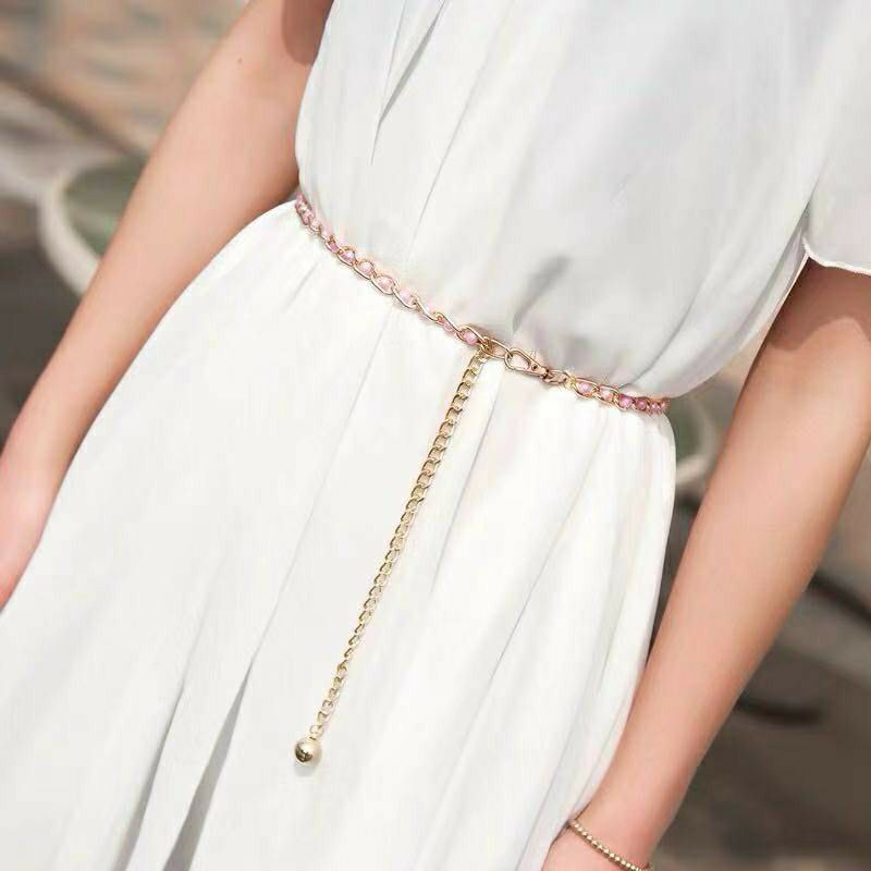 Ikat Pinggang Wanita H163 Belt Rantai SLIM MODEL MUTIARA Fashion Wanita/Terbaru/Terlaris