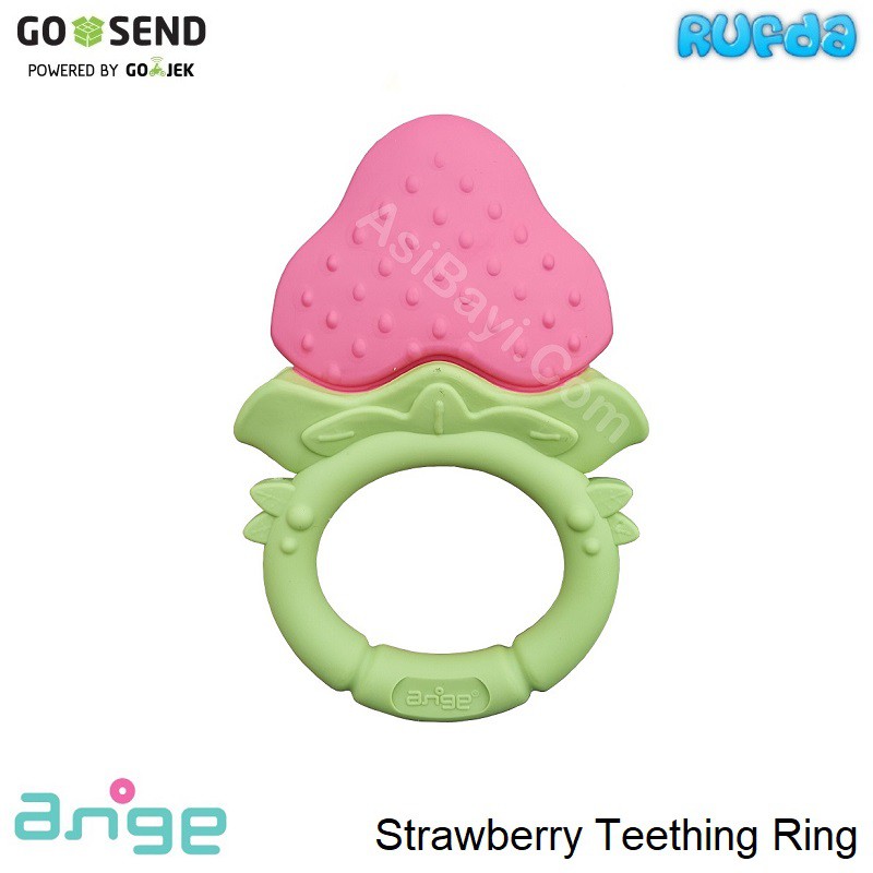 Ange Strawberry Teething Ring Mainan Gigitan Bayi Bentuk Buah