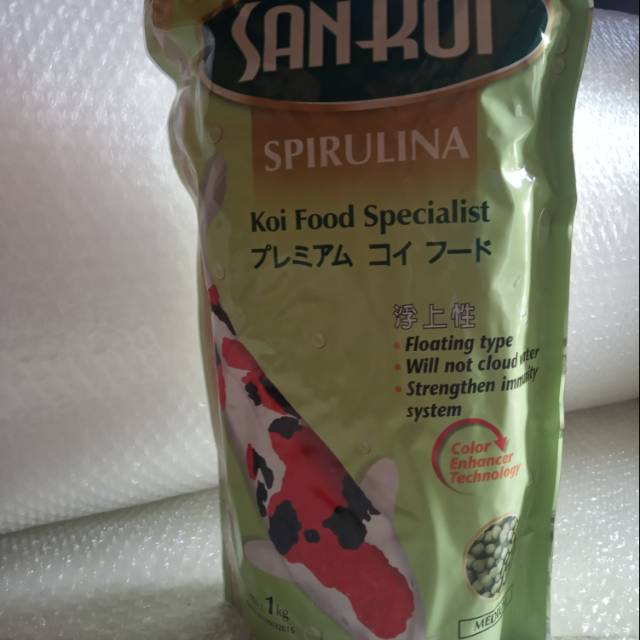 SANKOI SPIRULINA KOI FOOD 1kg Medium (5mm) Pakan Koi Makanan Ikan Koi Pellet Ikan Koi Apung