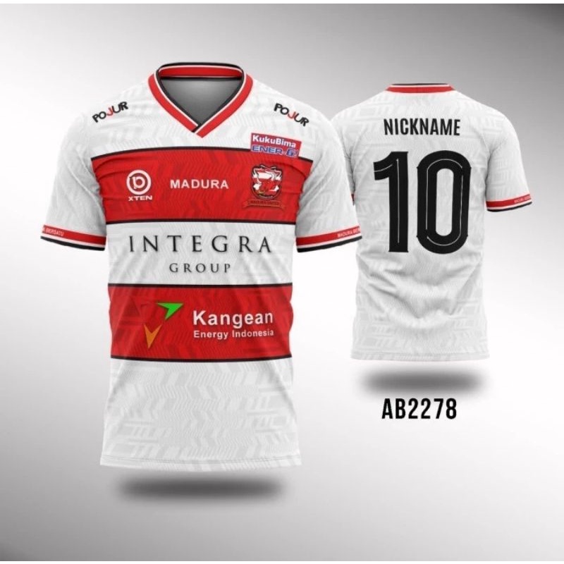 BAJU KAOS JERSEY BOLA MADURA UNITED TERBARU 2022 FREE NAMA DAN NO PUNGGUNG