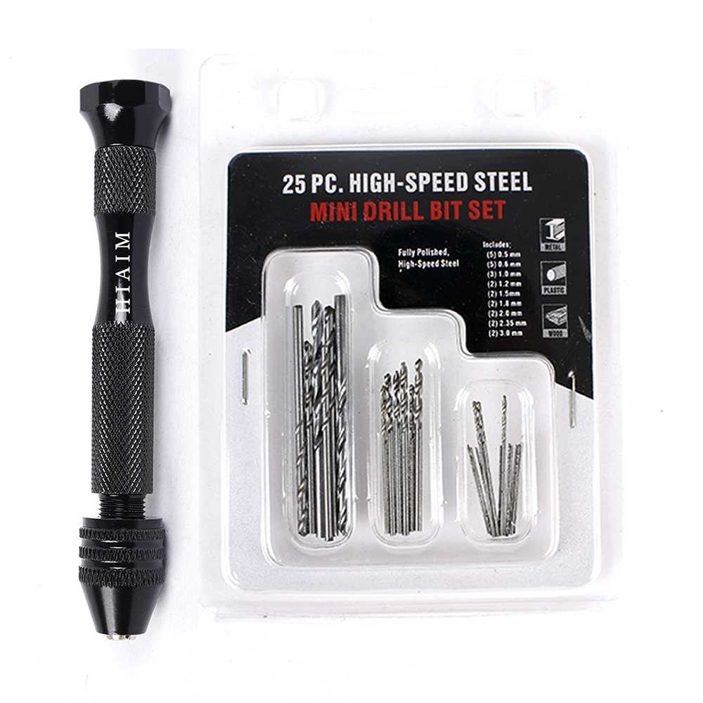 (Bisa COD) ORIGINAL HIAIM Bor Tangan Manual HSS Twist Drills + 25 Mata Bor Mini - MDBK5