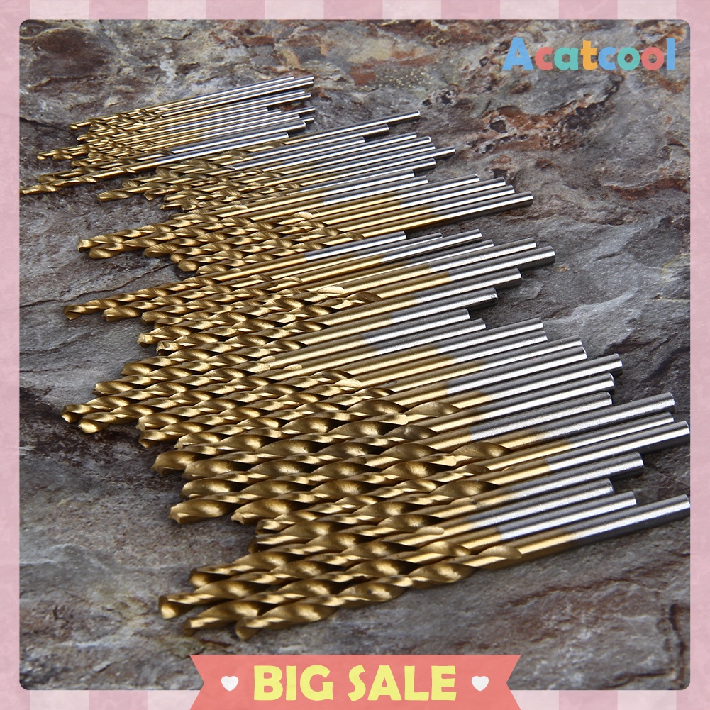 50Pcs Titanium Coated HSS High Speed Steel Drill Bit Set Tool 1/1.5/2/2.5/3