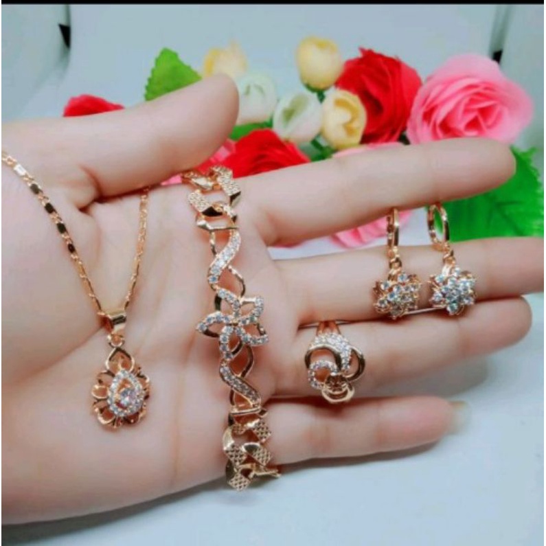 Set perhiasan dewasa lengkap termurah anti luntur lapis emas 22k