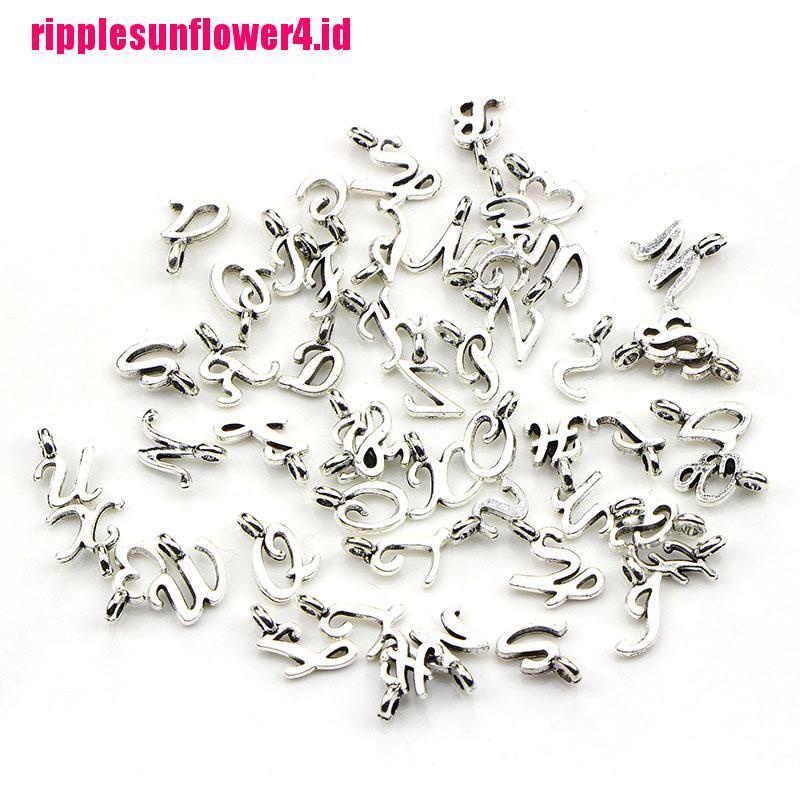 52pcs / set Liontin Bentuk 26 Huruf A-Z Warna Silver Gaya Tibet Untuk Perhiasan