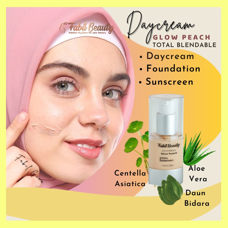 Fabil Day Cream Glow Peach Skincare Makeup Sunscreen With Natural ingredients 20 ML